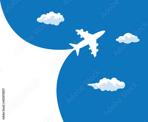 Simple airplane travel opens the background behind itself. vector illustration banner