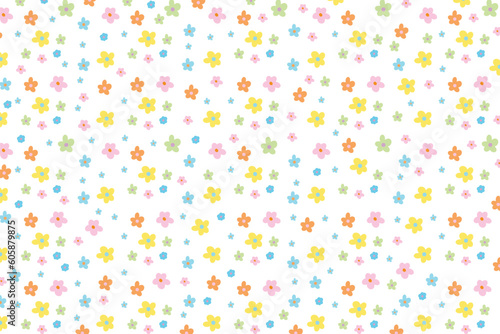 Colourful floral background. Cute summer flower wallpaper. Backdrop. Vector illustration.