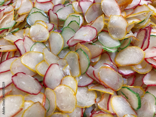 Kerupuk Mentah, colored raw crackers, Kerupuk is a traditional Indonesian food that is usually eaten with rice