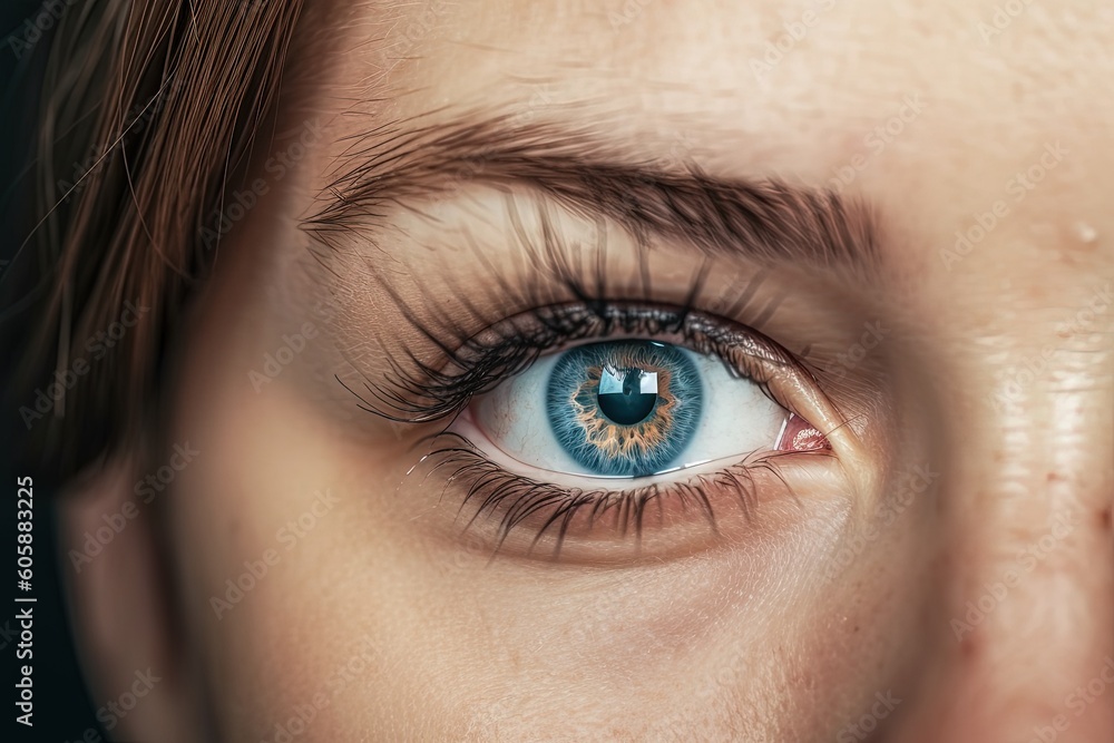 Fototapeta premium design for Woman eyes with blue pupils. Close up. generative ai