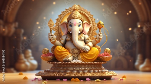 Ganesh Chaturthi, Invitation, Happiness, Ganesha, God .Ai Generated photo