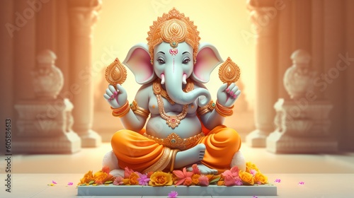 Ganesh Chaturthi, Invitation, Happiness, Ganesha, God .Ai Generated