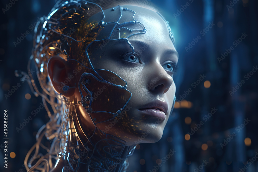 Artificial intelligence. Futuristic technology trends concept. Network structure background. Machine learning. Data background. Big data.Binary digits. technology and science. Generative AI