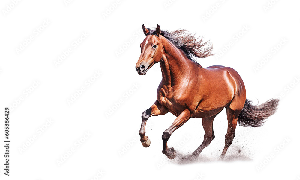 Ai generative. Brown Horse on a white Ai generative. Brown Horse on a white
