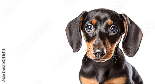 AI generative.  Dachshund puppy on a white