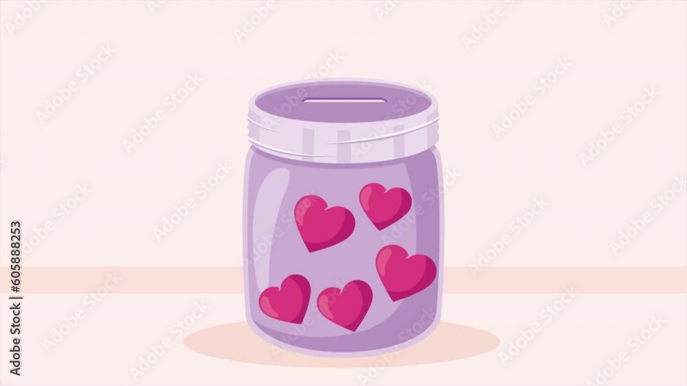 charity donations jar with hearts animation charity donations jar with hearts animation