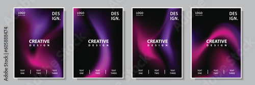 modern violet light wave gradation abstract cover template background set collection design vector