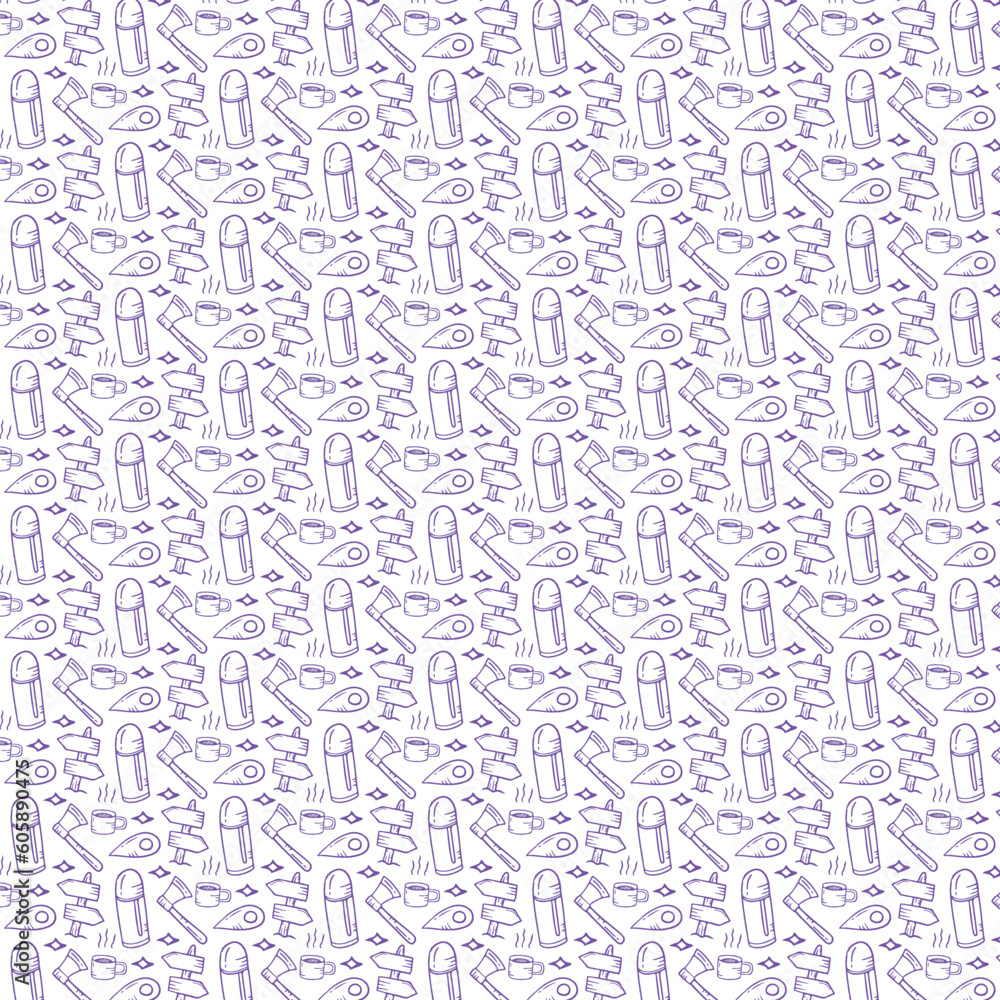 Camping Seamless Pattern Design on the white background Camping Seamless Pattern Design on the white background
