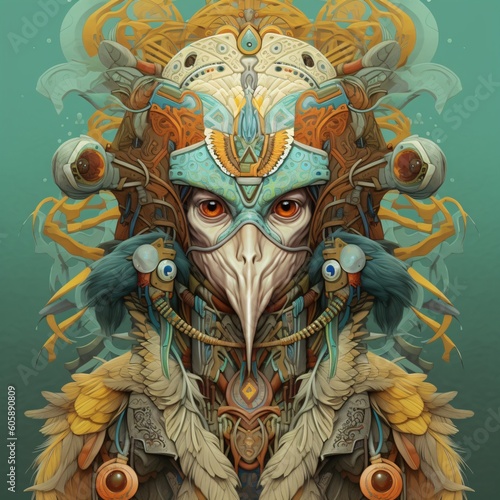 native ritual mask, traditional tribal ornament, generative ai