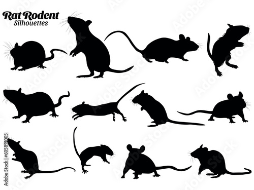 Mouse silhouette vector illustration set.