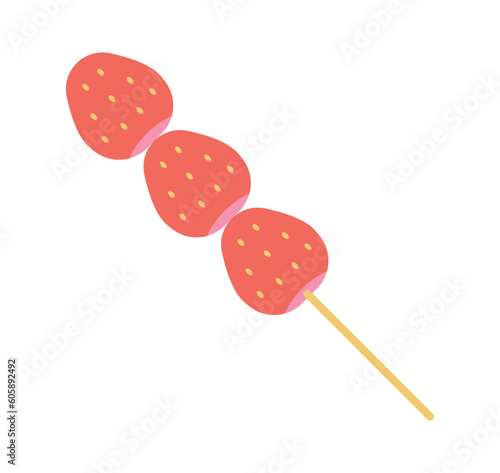 Chocolate Fountain Strawberry Fondue. simple vector illustration.