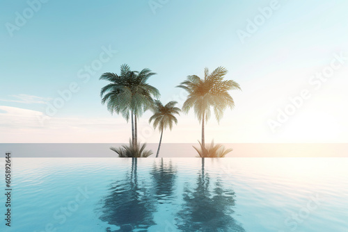 tropical landscape with palm
