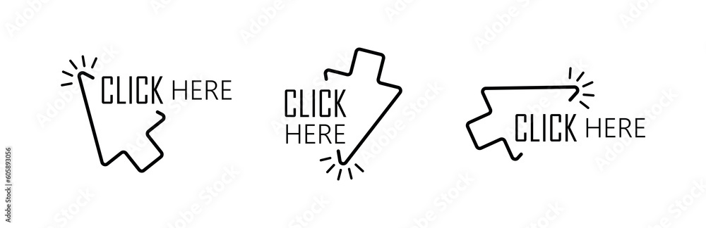 click here sign on white background click here sign on white background