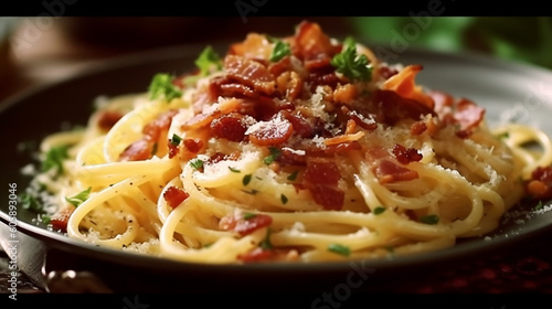Spaghetti Carbonara with a spicy,Generative AI