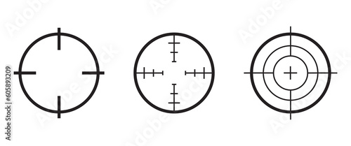 Target line vector icon. Firearm aiming focus symbol. Sniper aim pointer