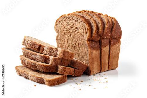 Fotobehang Sliced whole grain bread on white background