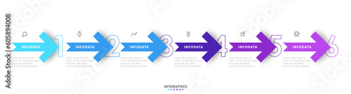 Vector Infographic label design template with icons and 6 options or steps. Can be used for process diagram, presentations, workflow layout, banner, flow chart, info graph.