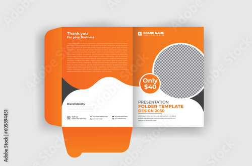 Creative presentation folder design template premium vector
