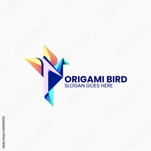 Free Download Vector Logo Illustration Origami Bird Gradient Colorful Style - GFXLoad