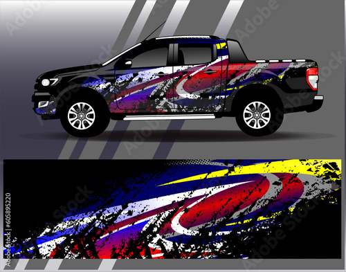 Car wrap design vector. Graphic abstract stripe racing background kit designs for wrap vehicle  race car  rally  adventure and livery