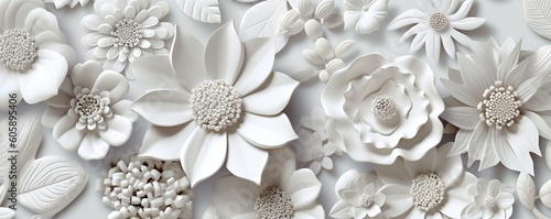 White Flower Abstract Backgground, AI Generative