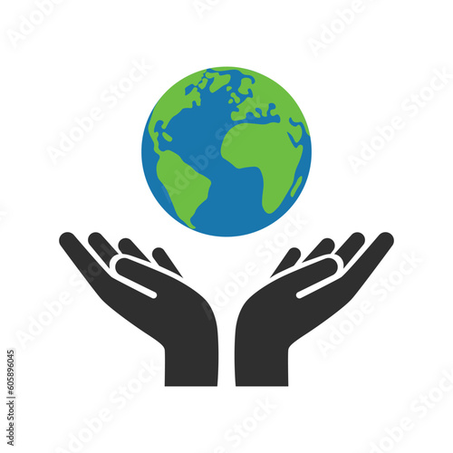 earth day save our planet hands and globe