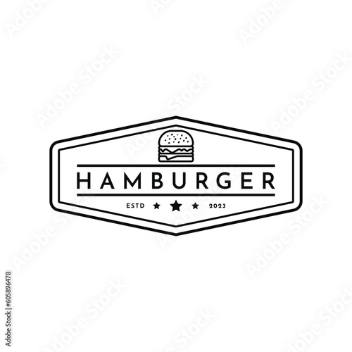 vintage retro burger logo design idea