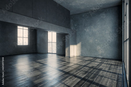 Empty Open Penthouse Loft - 3D Visualization