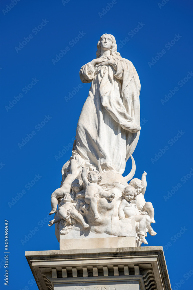 Monument to the Immaculate Conception in Triunfo Square, historic center of Seville, Spain.
