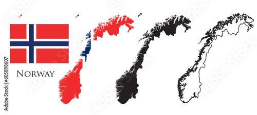 Norway Flag and map illustration vector