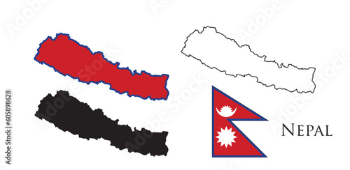 Nepal Flag and map illustration vector