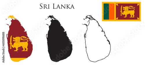 Sri Lanka Flag and map illustration vector