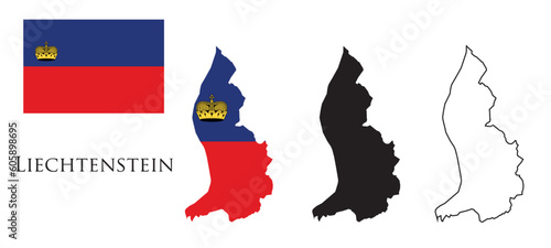 Liechtenstein Flag and map illustration vector