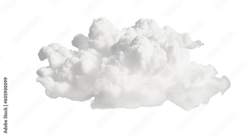 White clouds isolated on transparent background. Generative AI White clouds isolated on transparent background. Generative AI