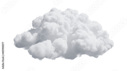 White clouds isolated on transparent background. Generative AI
