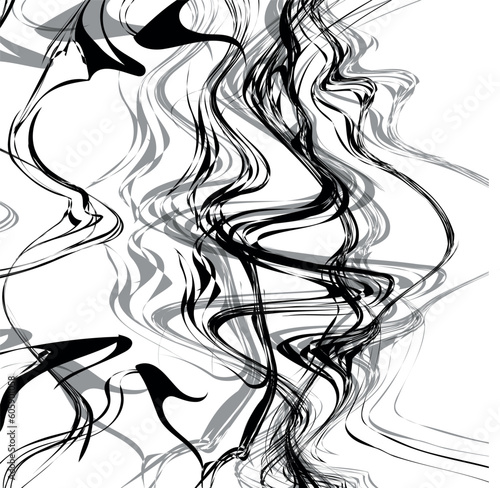 black and white abstract background with hair curls
