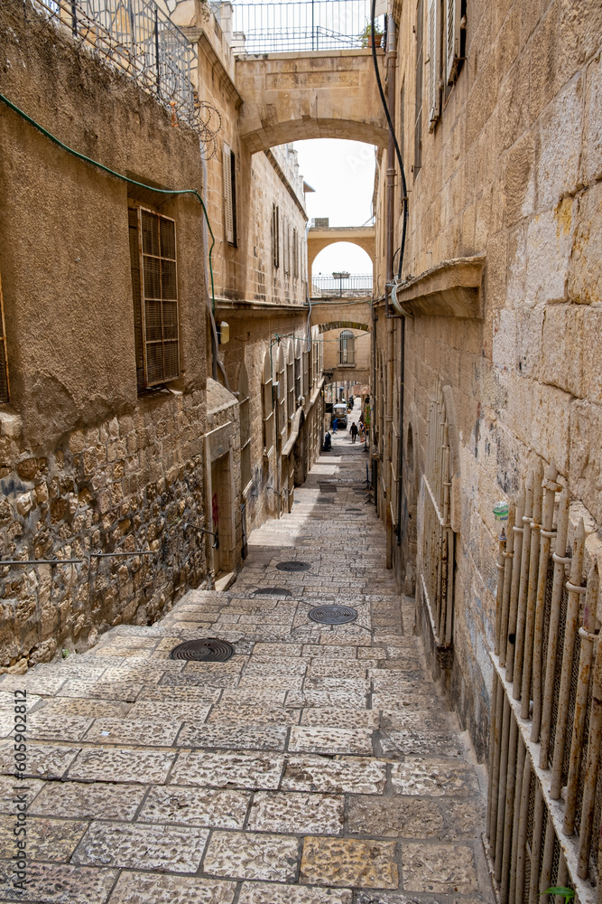 Narrow street at the old city of Jerusalem, Israel