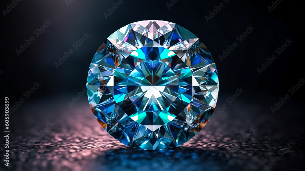 Diamond on a black background, generative AI. Diamond on a black background, generative AI.