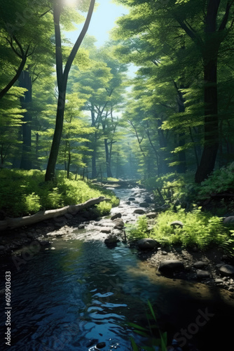Morning in the forest Michigan  USA. Poster