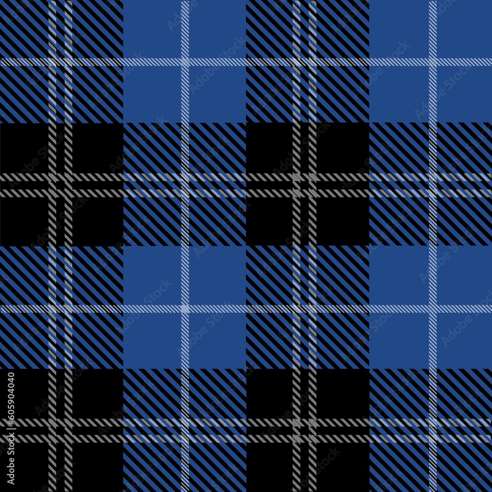 Tartan seamless pattern, blue and black can be used in fashion design. Bedding, curtains, tablecloths Tartan seamless pattern, blue and black can be used in fashion design. Bedding, curtains, tablecloths