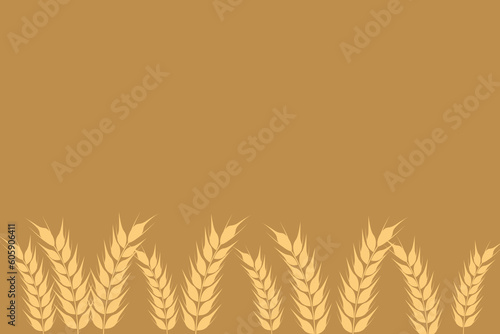 Collection of golden ripe spikelets of wheat. Agricultural symbol, flour production. Vector silhouette of wheat.
