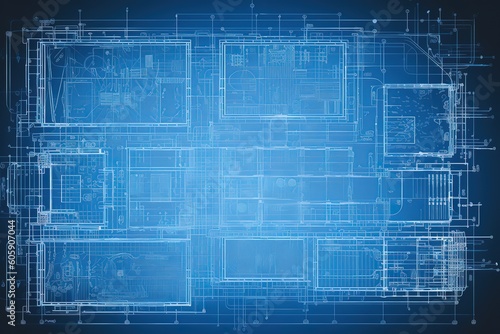 Wallpaper Mural Architecture design blueprint plant. Generative AI Torontodigital.ca