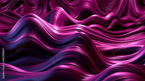 Abstract purple background with waves, generative AI.