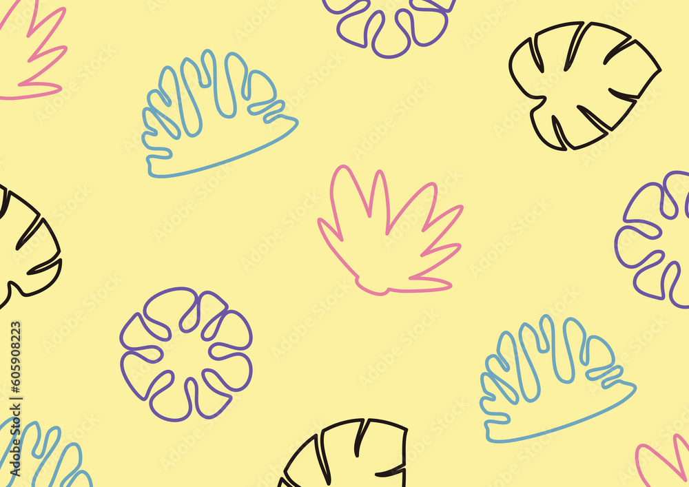 Summer background with attractive color patterns of leaves, plants and flowers icons. vector for banners, greeting cards, social media, gift wrapping. Summer background with attractive color patterns of leaves, plants and flowers icons. vector for banners, greeting cards, social media, gift wrapping.