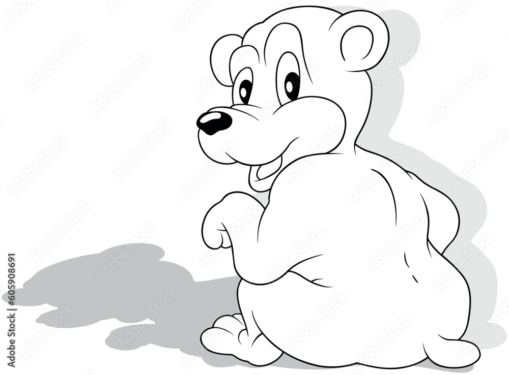 Drawing of a Teddy Bear Sitting on the Ground from the Back Drawing of a Teddy Bear Sitting on the Ground from the Back