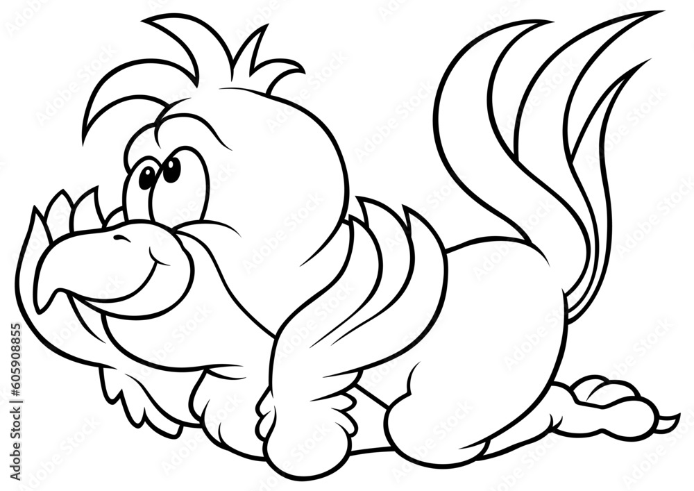 Drawing of a Cute Lying Parrot Drawing of a Cute Lying Parrot