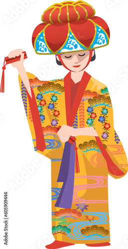 沖縄県の踊り琉球舞踊のイメージイラスト