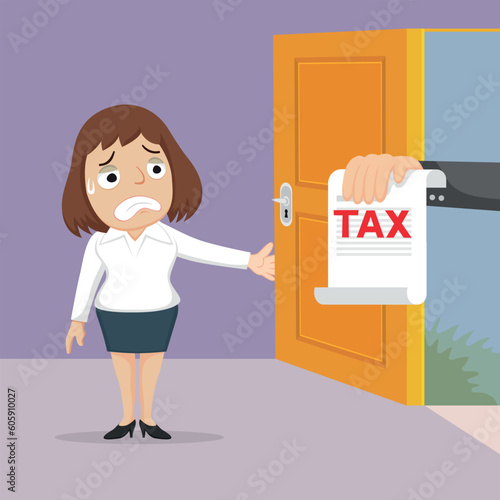 Businesswoman stressed out by tax letter , illustration vector cartoon