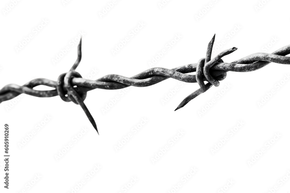 Transparent Background Isolated Barbed Wire, Generative Ai