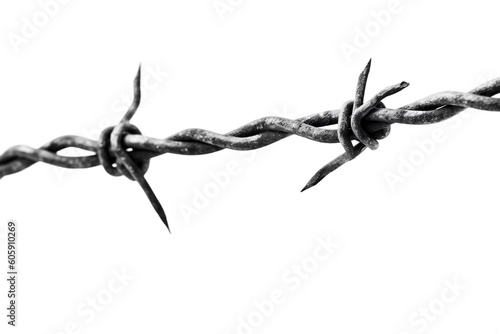 Transparent Background Isolated Barbed Wire, Generative Ai